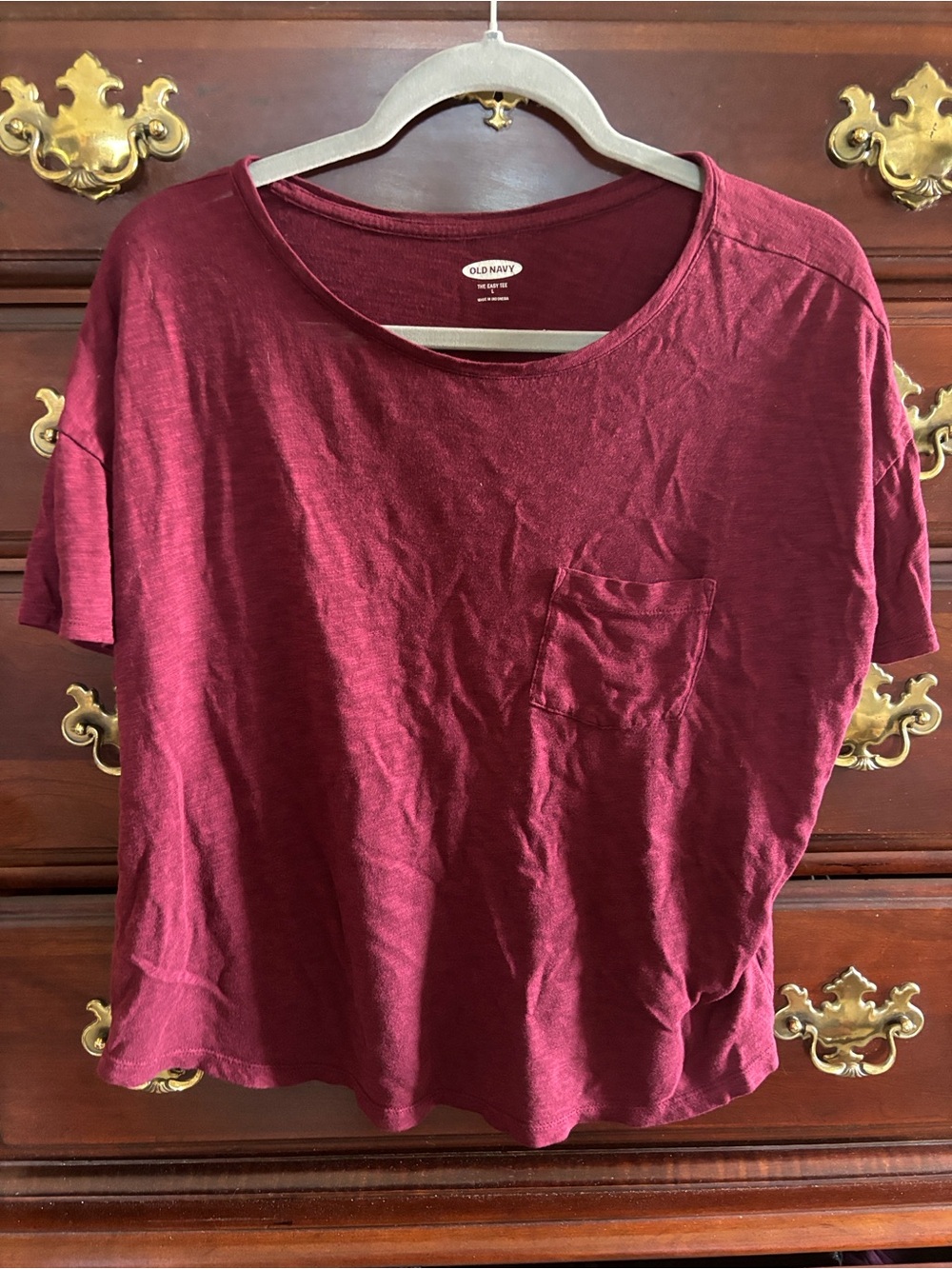 Old Navy Burgundy Short Sleeve Pocket Tee